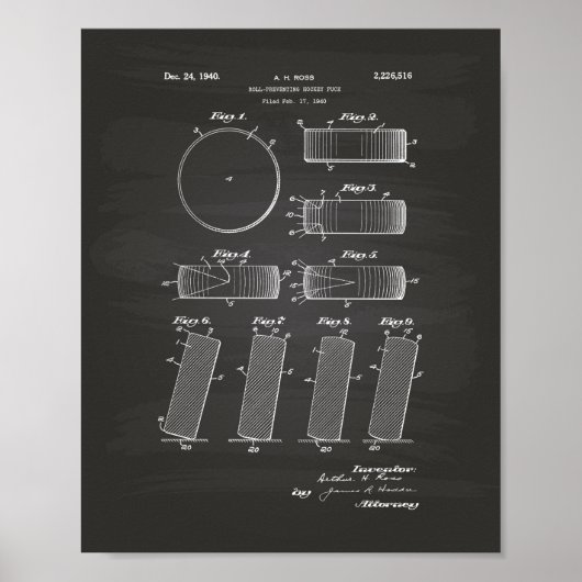 Hockey Puck 1940 Patent Art - Chalkboard Poster (Voorkant)