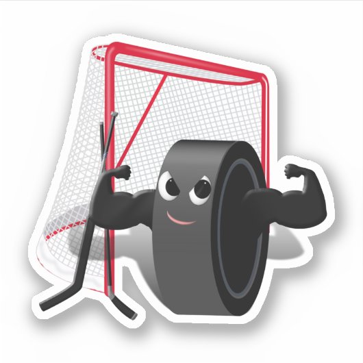 Hockey Puck and Goal Net Sports Sticker (Voorkant)