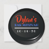 HOCKEY PUCK Bar Bat Mitzvah Gift Sticker Kaart (Voorkant)