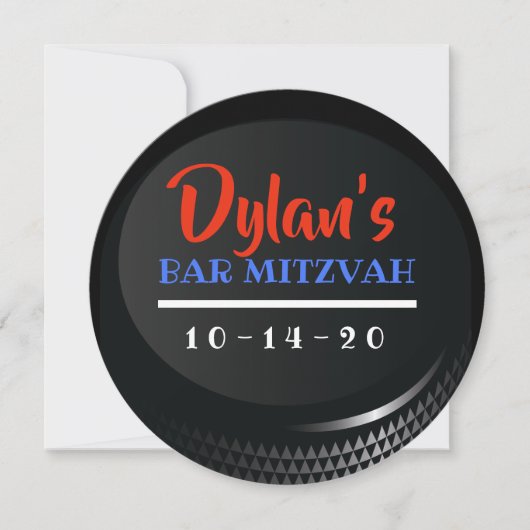 HOCKEY PUCK Bar Bat Mitzvah Gift Sticker Kaart (Voorkant)