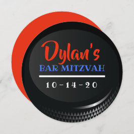 HOCKEY PUCK Bar Bat Mitzvah Gift Sticker Kaart
