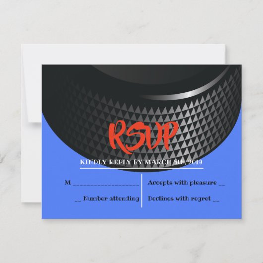 HOCKEY PUCK Bar Mitzvah Reply Card RSVP Kaartje (Voorkant)