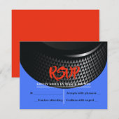 HOCKEY PUCK Bar Mitzvah Reply Card RSVP Kaartje (Voorkant / Achterkant)
