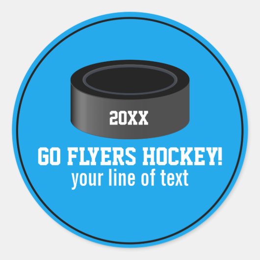 Hockey Puck Custom Team Name, Year, Jouw tekst Ronde Sticker (Voorkant)