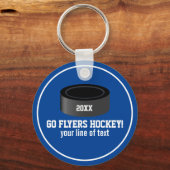 Hockey Puck Custom Team Name, Year, Jouw tekst Sleutelhanger (Voorkant)