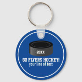 Hockey Puck Custom Team Name, Year, Jouw tekst Sleutelhanger (Achterkant)