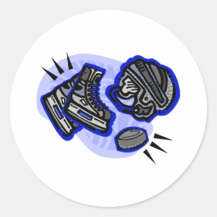 Hockey Puck Helm & Schaatsen Ronde Sticker