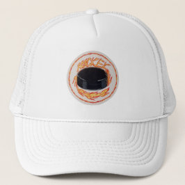 Hockey Puck met Flame Wording Trucker Pet