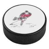 Hockey Puck met originele schets van Hockey Player (3/4)