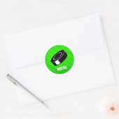 Hockey Puck; Neon Groene Strepen Ronde Sticker (Envelop)