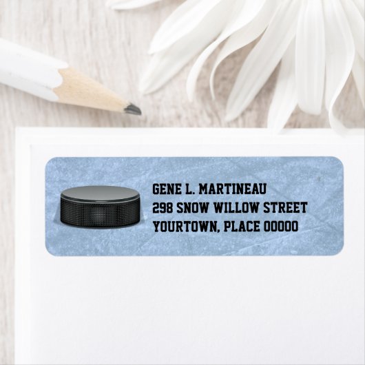 Hockey Puck op de Etiketten van het Adres van de T (Insitu)