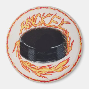 Hockey Puck op Fire Magneet