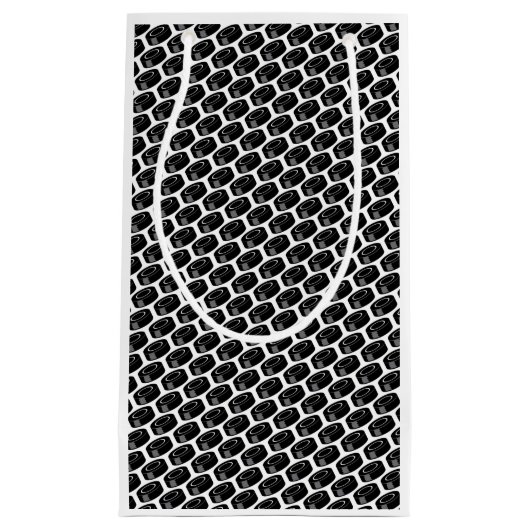 Hockey Puck patroon Zwart Wit Varsity Sportijs Klein Cadeauzakje (Voorkant)