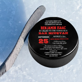 Hockey Puck Ronde Bar Mitswa uitnodiging