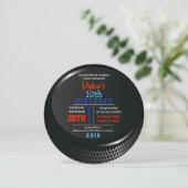 HOCKEY PUCK RONDE Uitnodiging voor verjaardagsfees (Staand voorkant)