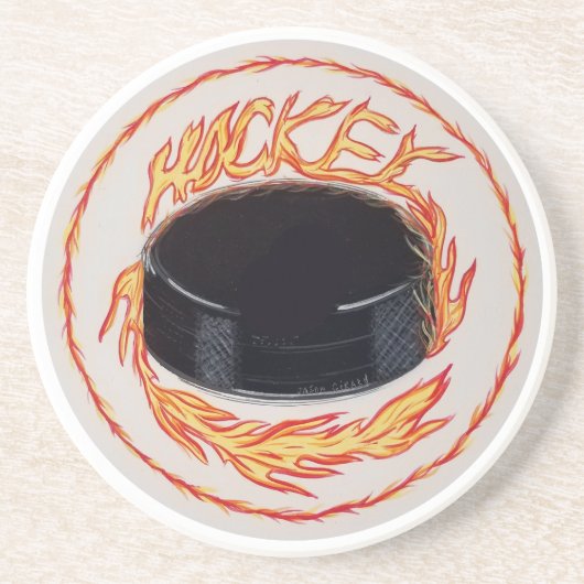 Hockey Puck Zandsteen Onderzetter (Voorkant)