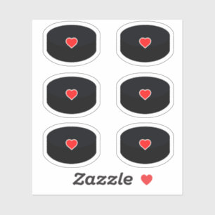 Hockey pucks met rode hart pack sticker