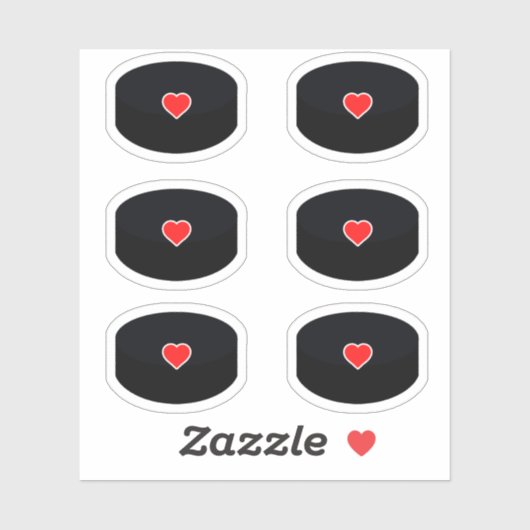 Hockey pucks met rode hart pack sticker (Vel)