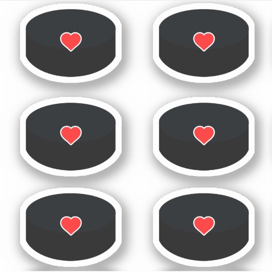 Hockey pucks met rode hart pack sticker (Voorkant)
