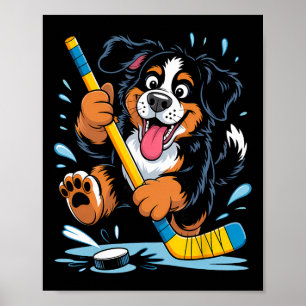 Hockey Puppy Bernese Berghond IJsbaan Pret Poster