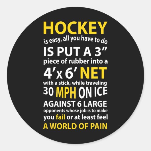 Hockey Quote Hockey is eenvoudig cadeau voor manne Ronde Sticker (Voorkant)
