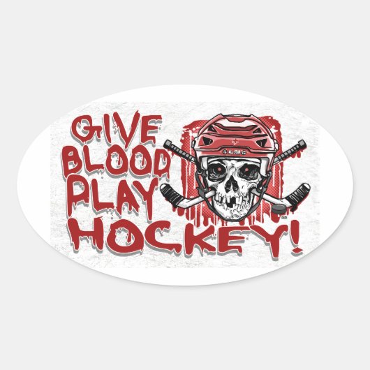 Hockey Red afspelen in bloed Ovale Sticker (Voorkant)
