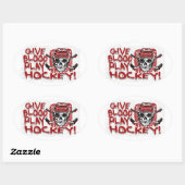 Hockey Red afspelen in bloed Ovale Sticker (Vel)