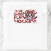 Hockey Red afspelen in bloed Ovale Sticker (Tas)