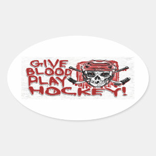 Hockey Red afspelen in bloed Ovale Sticker