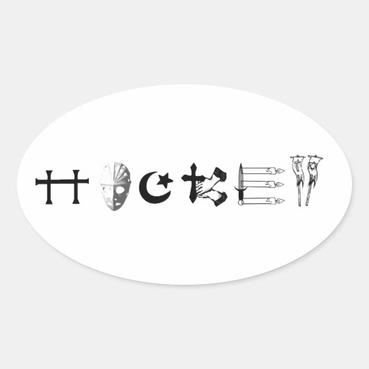 Hockey Religie Ovale Sticker (Voorkant)