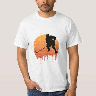 Hockey Retro Zonsondergang Design T-shirt