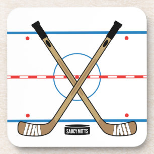 Hockey Rink Center Ice Hockey Sticks (set van 6) Bier Onderzetter