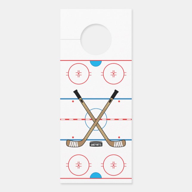 Hockey Rink Diagram Center Ice Hockey Sticks Deurhanger (Voorkant)