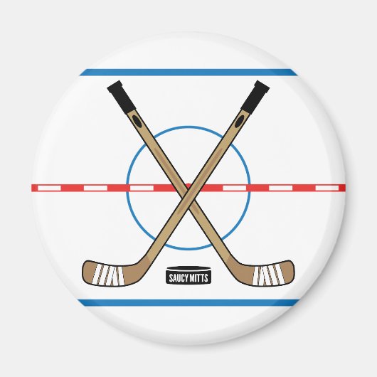 Hockey Rink Diagram Center Ice Hockey Sticks Magneet (Voorkant)