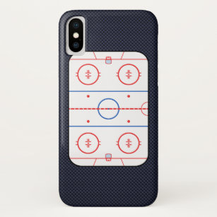 Hockey Rink Diagram op Blue Carbon Fiber Style Case-Mate iPhone Case