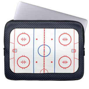 Hockey Rink Diagram op Blue Carbon Fiber Style Laptop Sleeve
