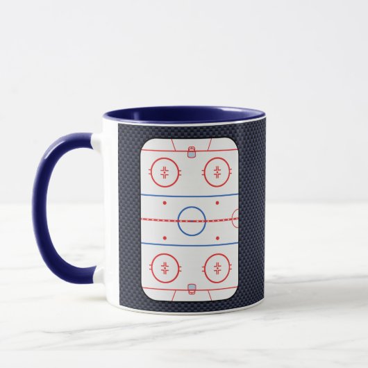 Hockey Rink Diagram op Blue Carbon Fiber Style Mok (Links)