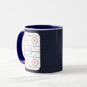 Hockey Rink Diagram op Blue Carbon Fiber Style Mok (Voorkant links)