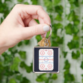 Hockey Rink Diagram op Blue Carbon Fiber Style Sleutelhanger (Hand)