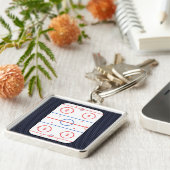 Hockey Rink Diagram op Blue Carbon Fiber Style Sleutelhanger (Zijkant)