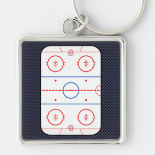 Hockey Rink Diagram op Blue Carbon Fiber Style Sleutelhanger