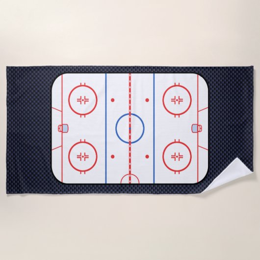 Hockey Rink Diagram op Blue Carbon Fiber Style Strandlaken (Voorkant)