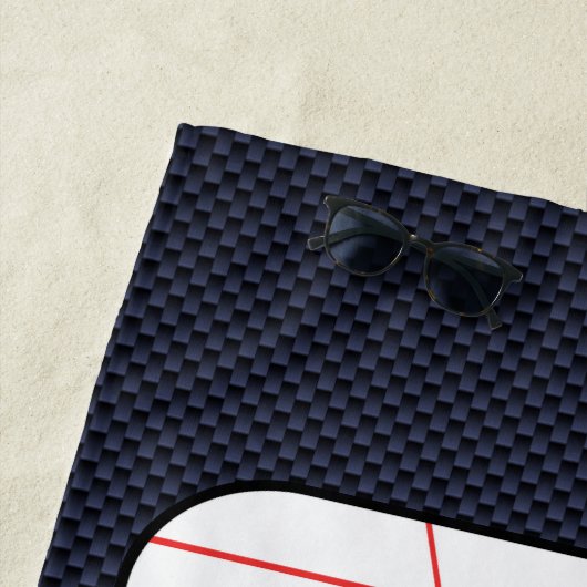 Hockey Rink Diagram op Blue Carbon Fiber Style Strandlaken (In situ)