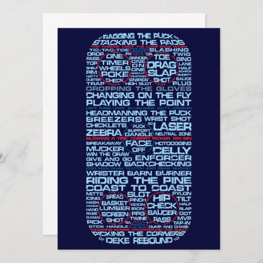 Hockey Rink Typography Party Invitations Kaart (Voorkant / Achterkant)