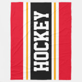 HOCKEY Rood Zwart Wit Geel Racing Stripes Fleece Deken (Voorkant)