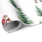 Hockey Santa en Pine Trees Kerstverpakking Cadeaupapier (Rol Hoek)