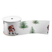Hockey Santa en Pine Trees Kerstverpakking Satijnen Lint (Spoel)