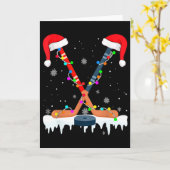 Hockey Santa Hat Christmas Lights Fun Sport Boys X Kaart (Gele Bloem)
