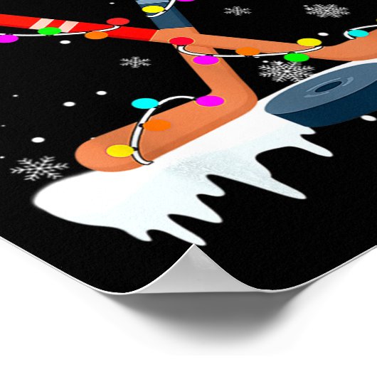 Hockey Santa Hat Christmas Lights Fun Sport Boys X Poster (Hoek)