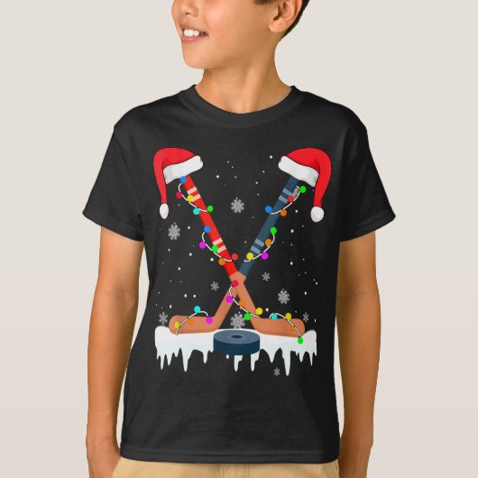 Hockey Santa Hat met kerstkleden T-shirt (Voorkant)